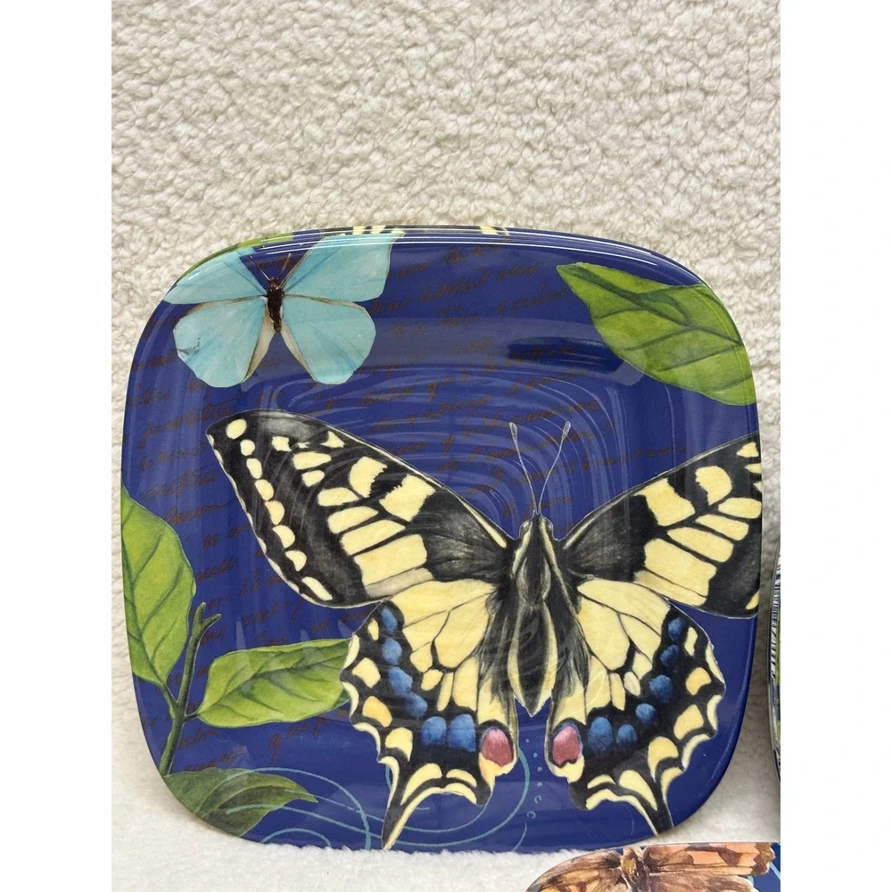 Target Home Dinnerware Set Blue Butterfly Botanical 10pc Square